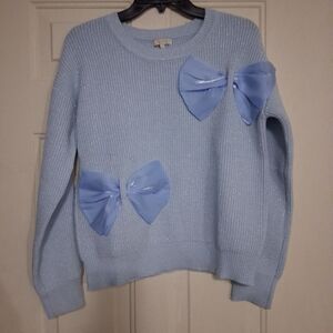 Simply Southern Light Blue Sweater with Bow Details
